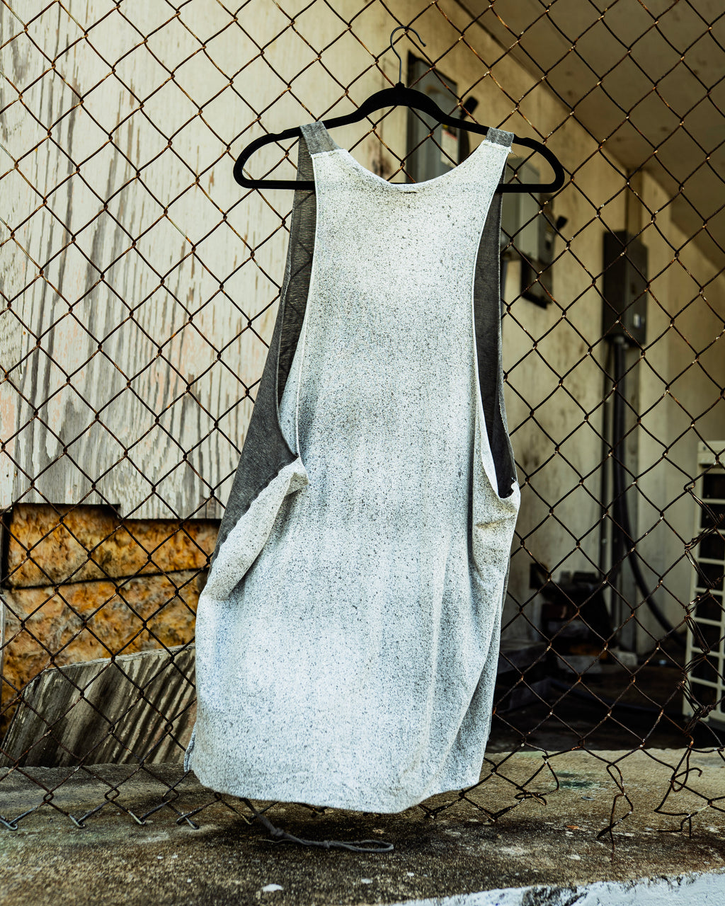 Stage Worn Gray White Tank
